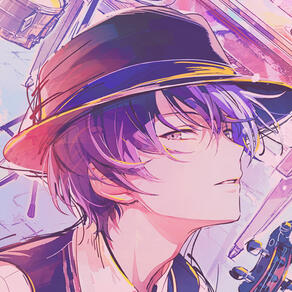 Trained art, with a pink filter overlay, of Toya Aoyagi's "At the Corner of a Foreign Country's Street" card from Project Sekai, from the Time to Take Off! (toya5) event.